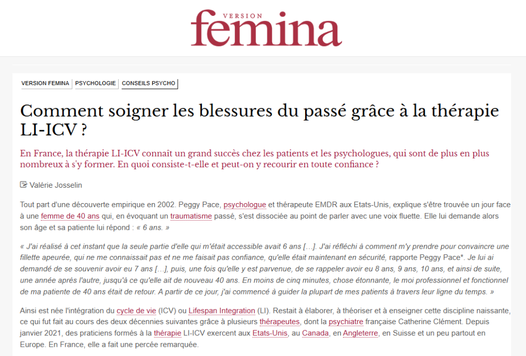 femina article ICV lifespan integration sur lyon charbonnières les bains